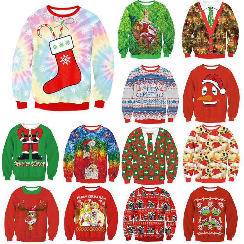 European and American cross-border e-commerce products 3D digital print Christmas crew neck sweatshirt pullover with fake two-piece tie design European and American cross-border e-commerce products 3D digital print Christmas crew neck sweatshirt pullover with fake two-piece tie design