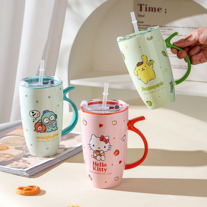 Autenticación Sanrio marca taza de cerámica encantadora taza de regalo para parejas de hombres y mujeres taza de agua de dibujos animados de gran capacidad