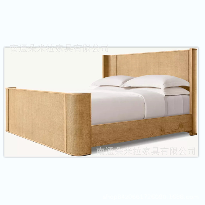 Rh American-Style Solid Wood High-End Luxury Villa Bedroom Solid Wood Bed Wedding Bed King-Size Bed Rh American-Style Solid Wood High-End Luxury Villa Bedroom Solid Wood Bed Wedding Bed King-Size Bed