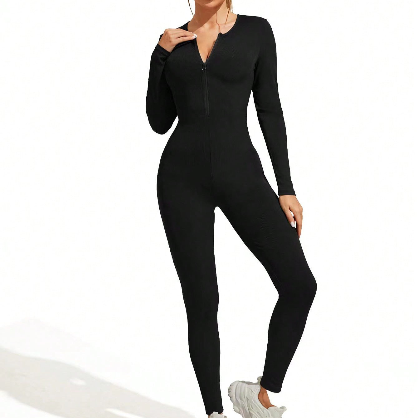 Transfronterizo Amazon europeo y americano otoño e invierno nuevo popular sexy apretado mono hilo pantalones de manga larga para las mujeres