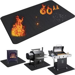 クロスボーダーBBQバーベキューマット円形矩形火穴マット3層シリコングリルマット甲板露店難燃保護マット