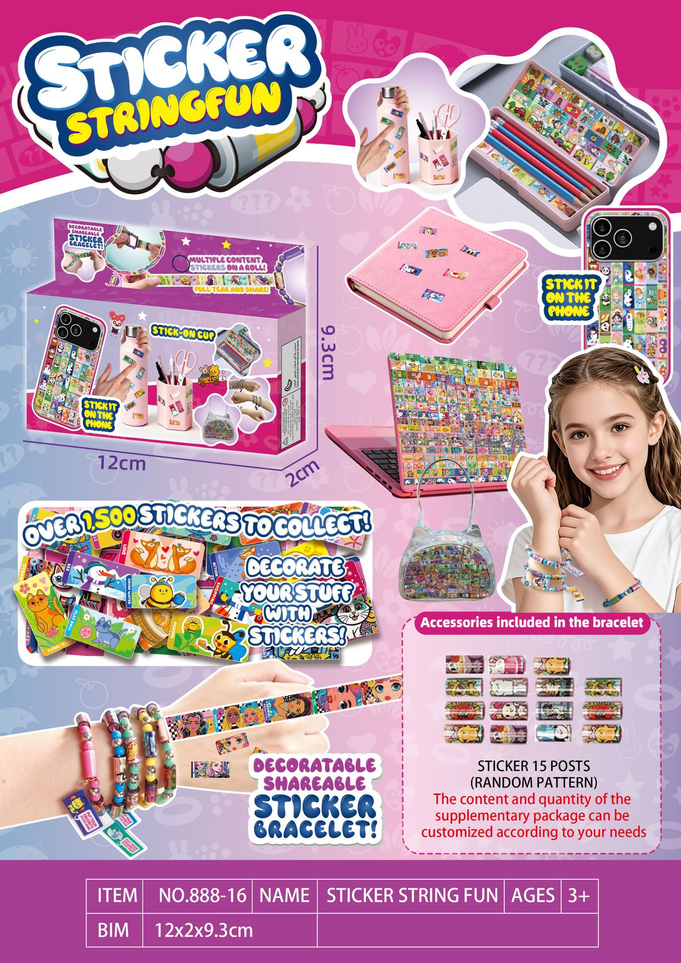Pegatinas de juguetes para niños pulseras STICKI ROLL productos acabados creativos accesorios pegatinas de cuentas transfronterizas
