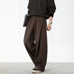 立体打褶设计休闲裤男春夏新款垂感百搭西裤复古宽松侧边分割长裤