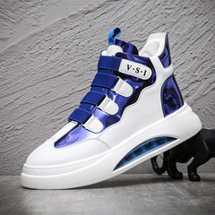 高幫魔術貼男鞋秋冬新款氣墊韓版鞋子男休閒運動鞋潮鞋溫州代發新