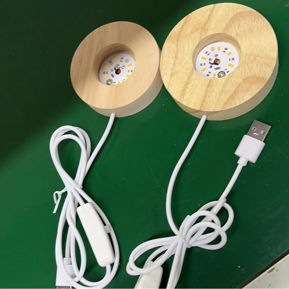 다양한 사이즈의 심플한 LED 솔리드 우드 램프 DIY 인터넷 셀럽 나이트라이트 웜 화이트 라이트 베이스 USB 스위치 크래프트 베이스