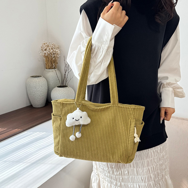 Corduroy Bag for Women, Large Capacity Corduroy Handbag, Shoulder Tote Bag, High-End Retro Student Class Bag Corduroy Bag for Women, Large Capacity Corduroy Handbag, Shoulder Tote Bag, High-End Retro Student Class Bag