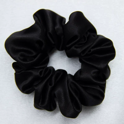 Mingjian 30 Momme Silk Hair Tie 100% Mulberry Silk Scrunchie Silk Decorative Rope Hair Care Traceless Sleep Hair Accessory (Saç üçün rezinlər) - ya-black-4cm-100-mulberry-silk-30mm