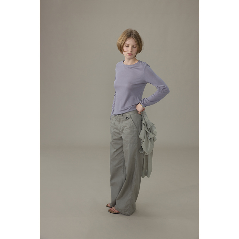 Yifu 30 colors available~Basic easy-to-wear round-neck versatile knitted T-shirt for women, autumn base layer top MZ038 Yifu 30 colors available~Basic easy-to-wear round-neck versatile knitted T-shirt for women, autumn base layer top MZ038