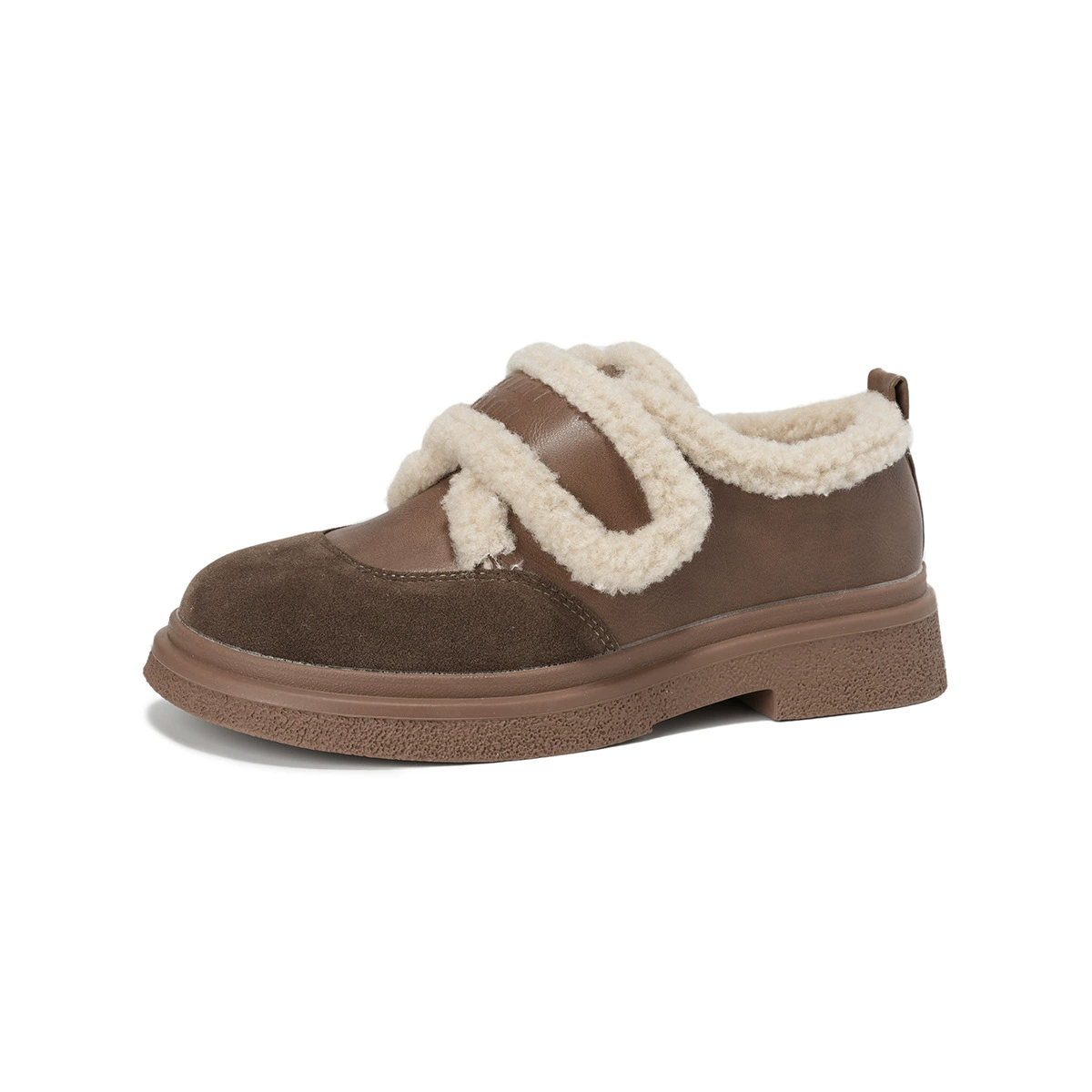 Женские зимние лоферы из замши на липучке, верх suede, корейский стиль