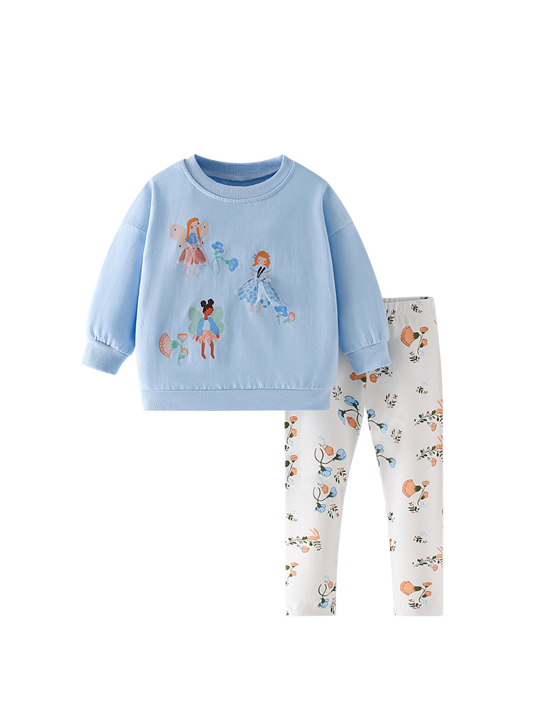Malwee set de niñas otoño y invierno nuevo estilo europeo y americano para niños de mediana edad cuello redondo manga larga de estilo extranjero para niñas casuales de dos piezas