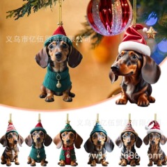 国境を越えた新製品クリスマス趣味ソーセージ犬車載装飾品ペンダントアクリル平面車内装ペンダント