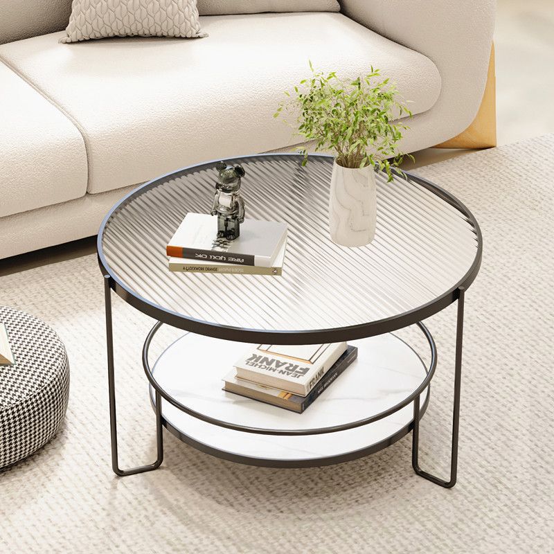 Changhong Tempered Glass Coffee Table Small Apartment Living Room Round Home Minimalist Mini Small Table Internet Celebrity Modern Light Luxury