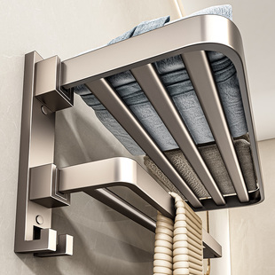 Baihan Towel Rack Bathroom Punch-Free Towel Hanging Rod Bathroom Towel Rack Bath Towel Rack Integrated Hanging Rack