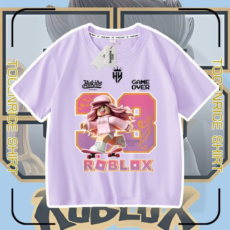 Roblox Virtual World Roblox Peripheral Short-Sleeved Men's and Women's 2026 Girls' Loose Casual Versatile T-Shirt Roblox Virtual World Roblox Peripheral Short-Sleeved Men's and Women's 2026 Girls' Loose Casual Versatile T-Shirt