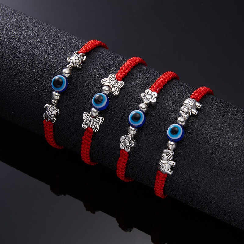 Manufacturer's New Bracelet Creative Evil Eye Cross-Border Palm Blue Eye Evil Eye Red Rope Braided Adjustable Bracelet