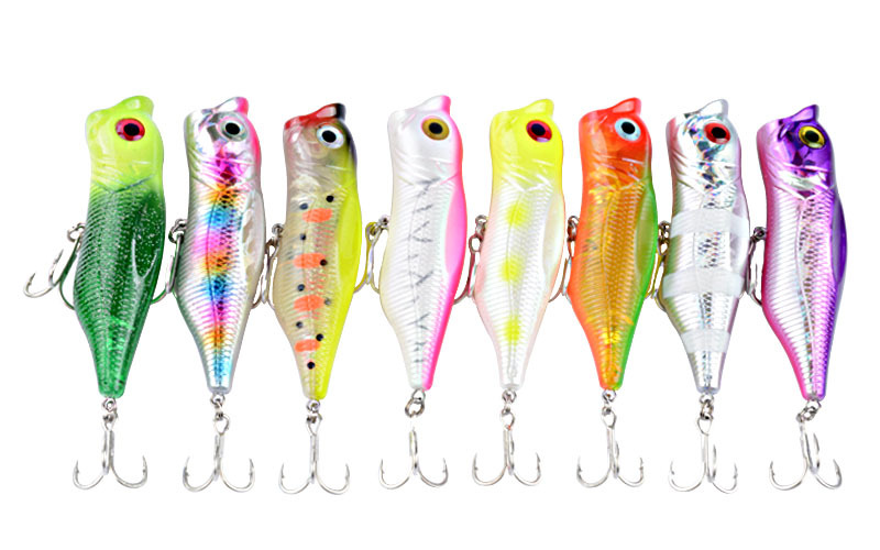 2Pcs Topwater Popper Fishing Lure 70mm/8.5g Hard Plastic Minnow Popper Baits Fishing Tackle