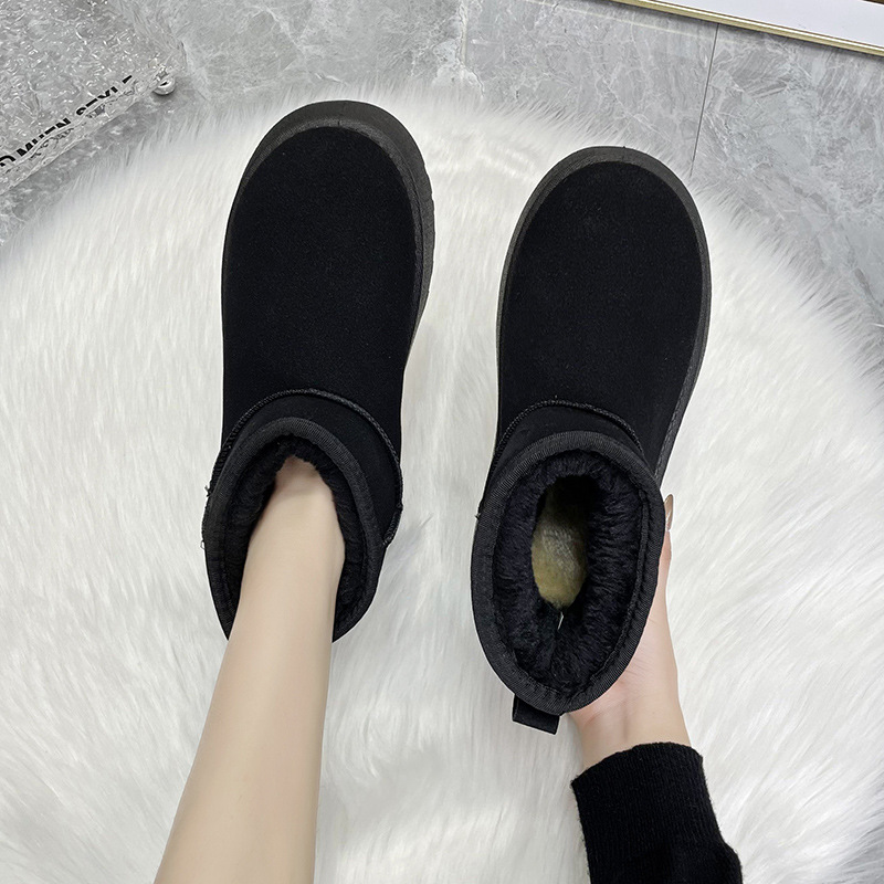 Snow boots for women in winter 2023, new plush and thickened short tube insulation, anti slip and raised plush shoes_voghion.com