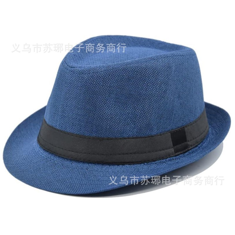 爵士帽英伦风亚麻纯色礼帽中男士女士卷边情侣款遮阳帽|undefined