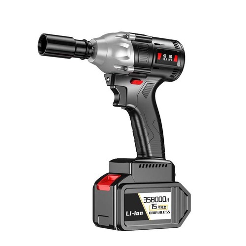 Industrial-grade high-power brushless lithium battery wrench with high torque and large capacity, factory wholesale charging electric wrench