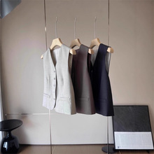 一眼万年！~经典row！jin口120支精纺夹花羊毛V领单排扣西装马甲