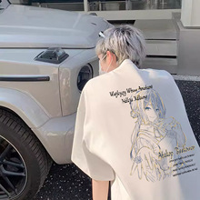 超时空辉夜姬月见八千代印花短袖100%纯棉动漫T恤男女同款上衣