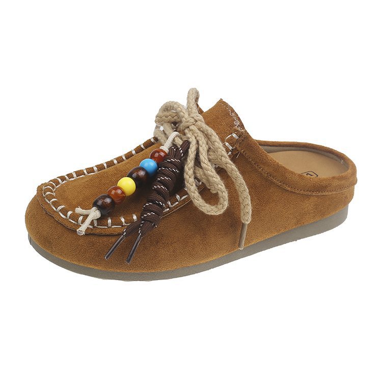 Zapatillas con falda y mitad de cabeza, zapatos de botellas de suela gruesa para mujeres, otoño de 2026, nuevos zapatos de un solo pie de calzado.