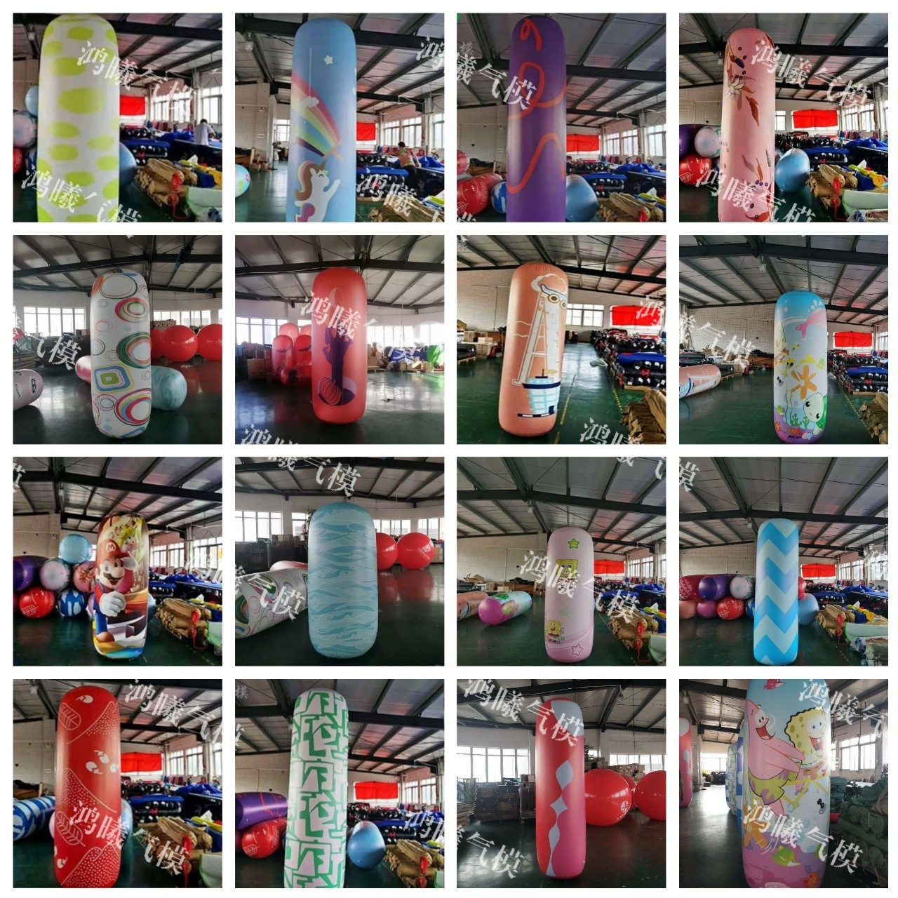 充气网红不倒翁圆柱气模 PVC闭气彩色立柱子悬挂活动美陈暖场道具