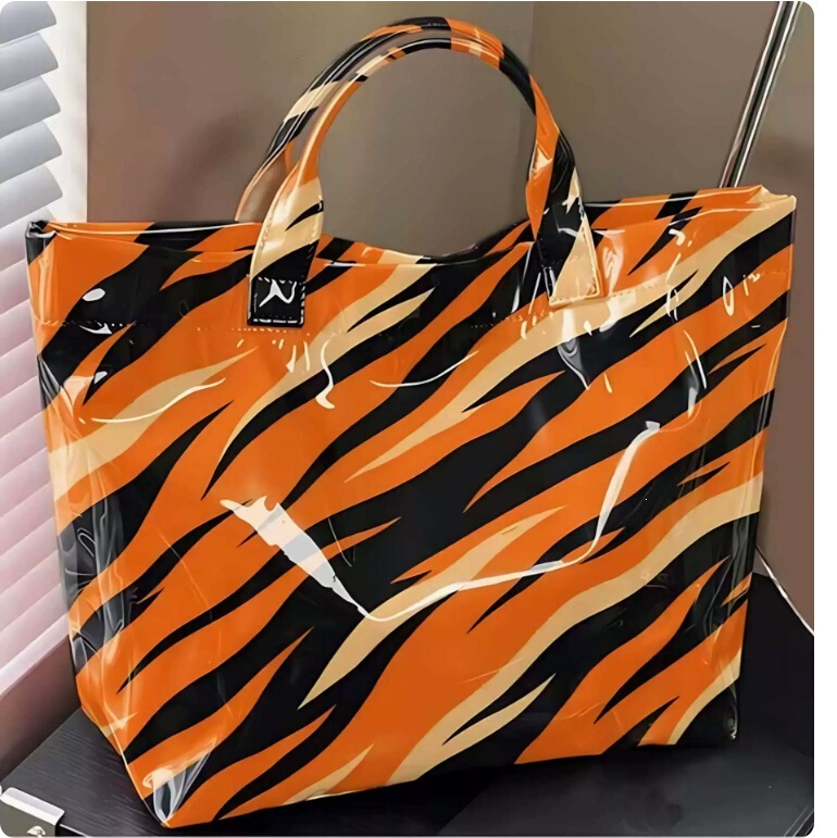 2026 new cross-border Temu independent station handbag, waterproof PVC + canvas, commuter-friendly, portable shoulder bag, tote bag
