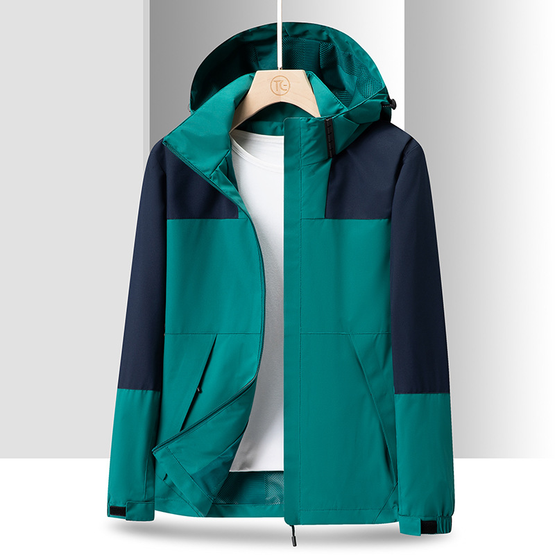 Primavera y otoño deportes al aire libre estilo de pareja al aire libre moda casual sombrero desmontable a juego chaqueta fina a prueba de viento para hombre