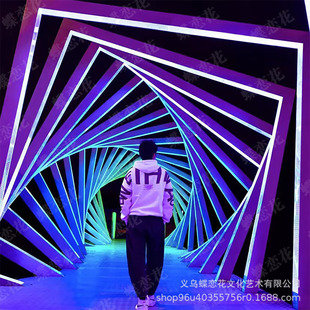 网红打卡户外防水LED幻彩拱门彩虹时光隧道商业美陈装置亮化道具-阿里巴巴