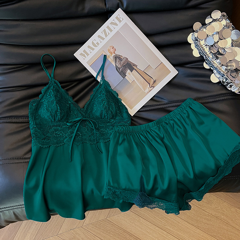 Malachite green silk pijama