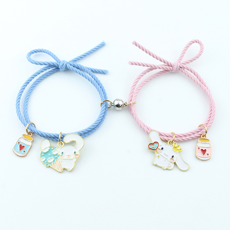 1 Pair Quantity Daily, Date Occasion Cute Cartoon Character Alloy Rope Woven Chain String Bracelets Wholesale