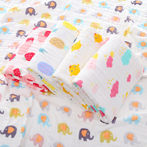 Four-layer cotton gauze baby bath towel, newborn blanket, water-absorbent, newborn baby bath wrap, children's towel blanket