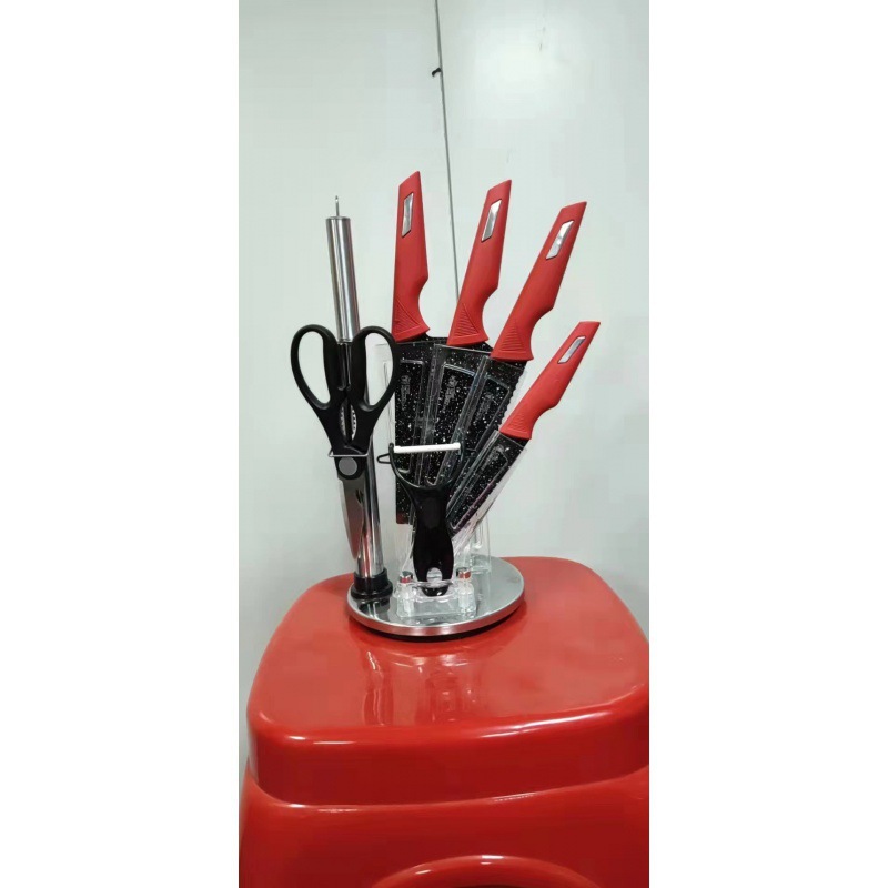 Yangjiang cuchillo de cocina Comercio exterior cuchillo de cocina de acero inoxidable mango de acero rojo estrellado de doble cara de succión cuchillo único regalo