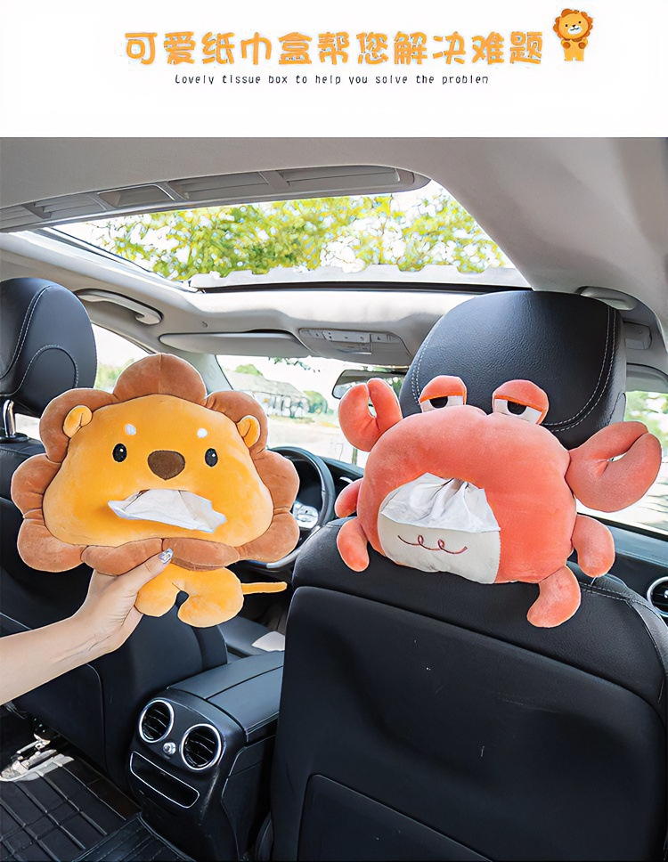 Creative Cartoon Hanging Car Tissue Box, Cute Internet-Famous Car Tissue Holder for Men and Women