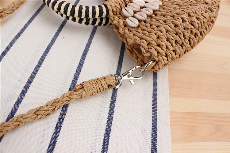 Straw Material Solid Color Pattern Women's Medium Spring&summer Straw Vacation Straw Bag