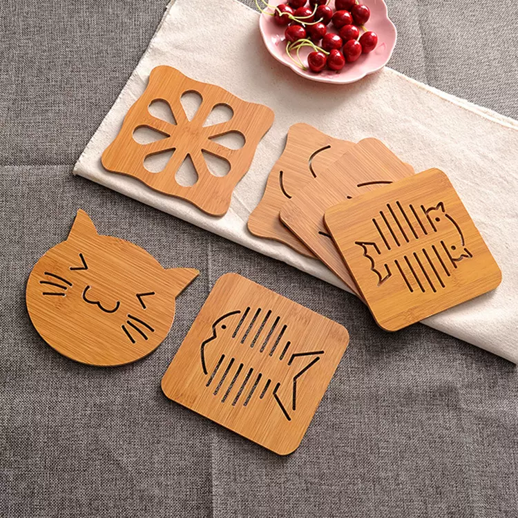 家用镂空木质杯垫 厨房加厚防烫隔热垫餐垫 防滑锅碗垫茶杯垫碗垫