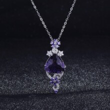 女王权杖项链 新款轻奢女王范千禧切工紫水晶吊坠彩宝饰品代发