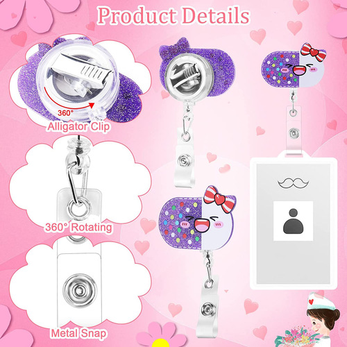 Amazon best-selling cross-border medical pattern acrylic badge clip with retractable pull-out fastener