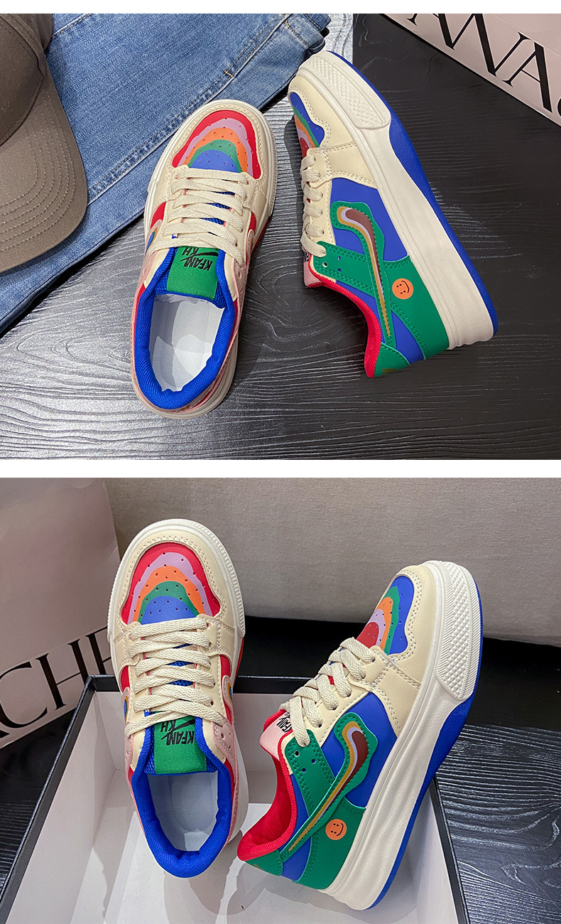 Casual Color Matching Rainbow Mandarin Duck Piccole scarpe bianche Donna 2023 nuova marea primaverile in scarpe sportive con fondo spesso rosso netto_voghion.com
