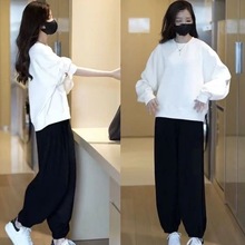 慵懒风休闲卫衣套装女2024春秋款洋气宽松时尚炸街街舞炫酷两件套