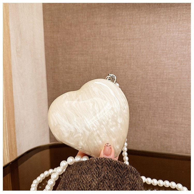 Comercio exterior transfronterizo damas nueva bolsa de cena de moda piedra amor acrílico bolsa de cena de hombro único bolso de mano