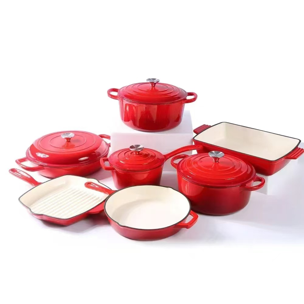 Fabricante de suministro de hierro fundido esmalte plato de pescado suministros hoteleros al por mayor de alta cubierta de vidrio de silicio no pegajoso olla