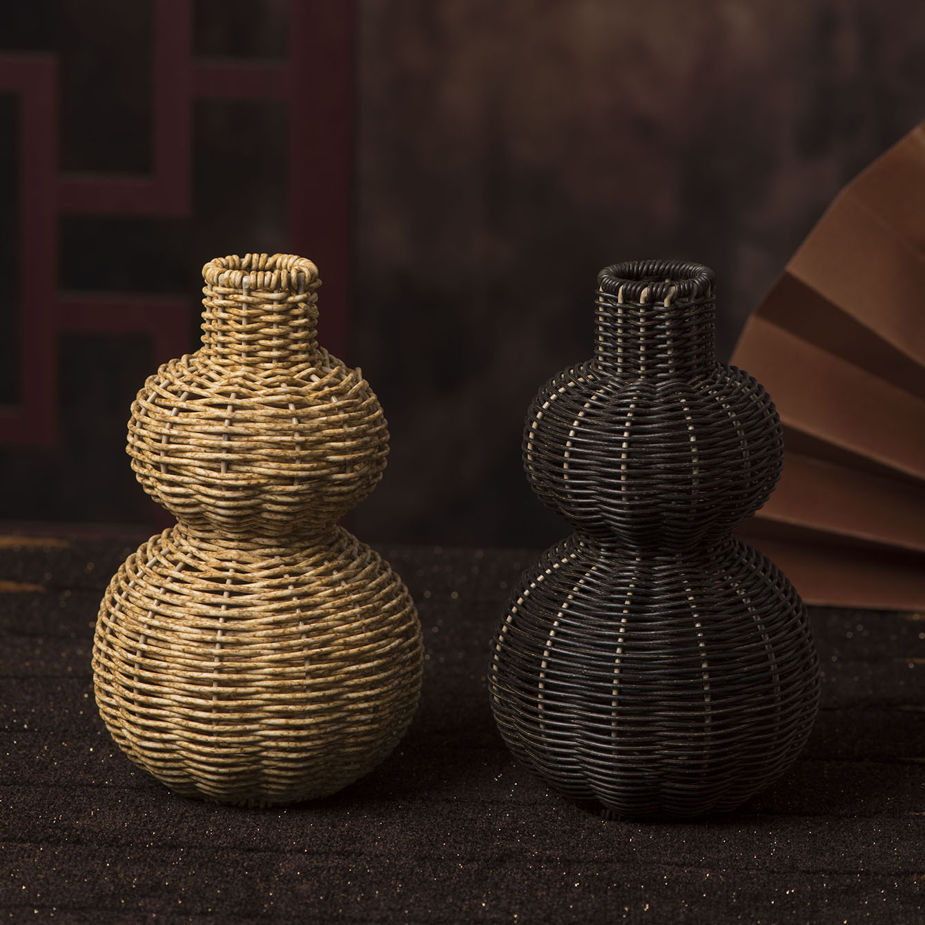 Florero de plástico Adornos Imitación de ratán Tejido Vintage Envase de arreglo floral Conjunto de florero Florero decorativo de simulación