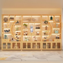 新中式博古架书房客厅茶叶展示柜置物架实木多宝阁茶室组合隔断