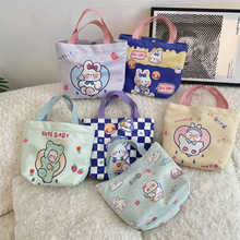 41223 可爱卡通印花手提包女韩版大容量帆布购物袋手拎上班便当包