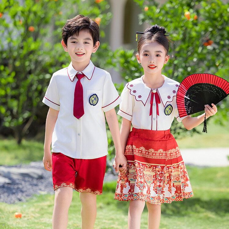 小学生校服夏装幼儿园园服六一演出服中国风班服套装汉服大合唱服