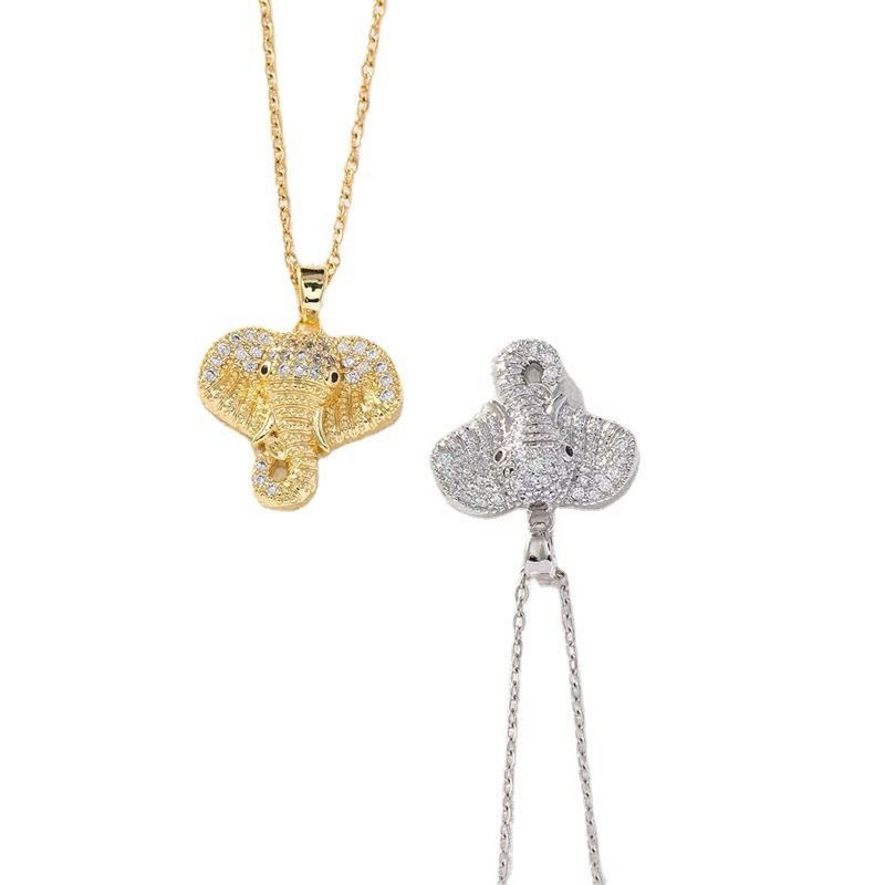 Pendant Necklace Classification 1 Piece Quantity Streetwear Animal Elephant Copper Plating Inlay Zircon Pendant Necklace