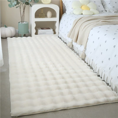 Tatami Bedroom Bedside Blanket, Car Carpet - beige-upgraded-rabbit-fur-bubble-velvet-50160cm