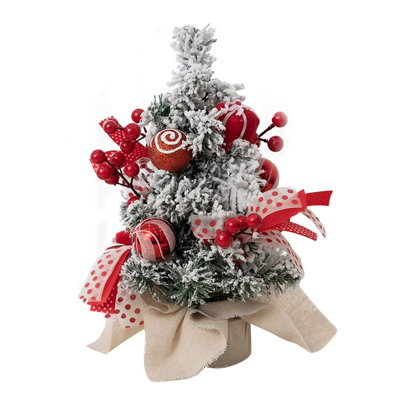 Mini Christmas tree MB‑22B01N XL23B05N, tabletop 30–40 cm, flocked branches, optional lights